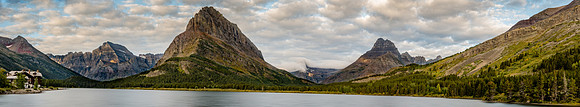 Sunrise at Swiftcurrent Lake Panorama