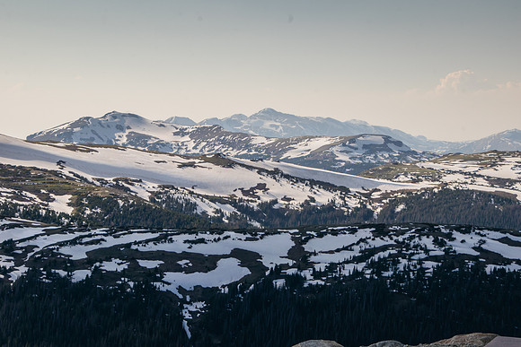 Dusk colors alpine peaks