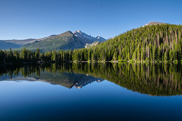 Mountains reflect over Bear Lake